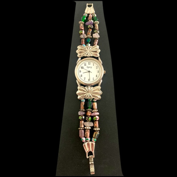 Legacy Accessories - Legacy Quartz Silver Multi Color Beaded Band Watch